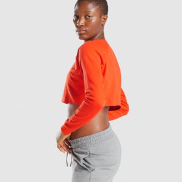 Gymshark Training Cropped Sweater Sweatshirt in Solar Orange Size Large - Picture 2 of 11